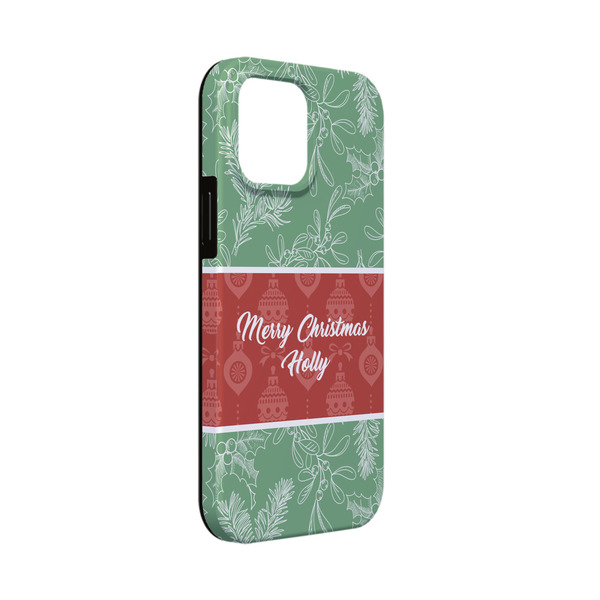 Custom Christmas Holly iPhone Case - Rubber Lined - iPhone 13 Mini (Personalized)