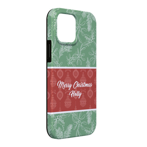 Custom Christmas Holly iPhone Case - Rubber Lined - iPhone 13 Pro Max (Personalized)