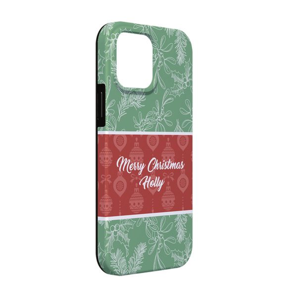 Custom Christmas Holly iPhone Case - Rubber Lined - iPhone 13 (Personalized)