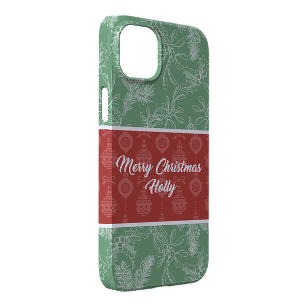 Custom Christmas Holly iPhone Case - Plastic - iPhone 14 Plus (Personalized)