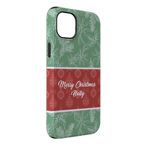 Custom Christmas Holly iPhone Case - Rubber Lined - iPhone 14 Pro Max (Personalized)