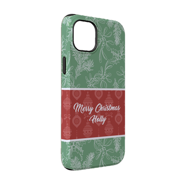 Custom Christmas Holly iPhone Case - Rubber Lined - iPhone 14 Pro (Personalized)