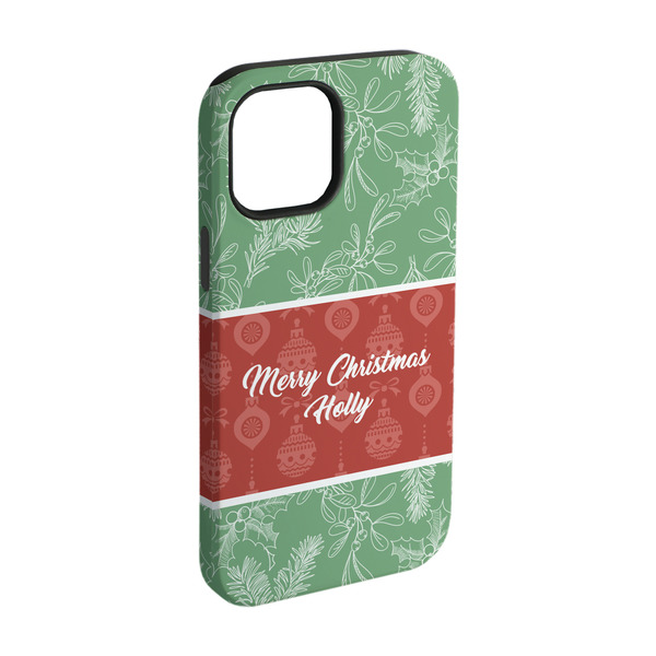 Custom Christmas Holly iPhone Case - Rubber Lined - iPhone 15 (Personalized)