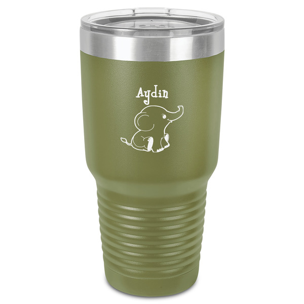 Custom Safari 30 oz Stainless Steel Tumbler - Olive - Single-Sided (Personalized)