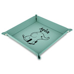 Safari Faux Leather Dice Tray - 9" x 9"  - Teal (Personalized)