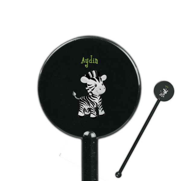 Custom Safari 5.5" Round Plastic Stir Sticks - Black - Single Sided (Personalized)