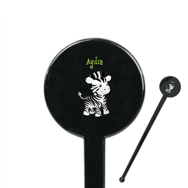 Custom Safari 7" Round Plastic Stir Sticks - Black - Double Sided (Personalized)