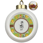 Safari Ceramic Ball Ornaments - Poinsettia Garland (Personalized)