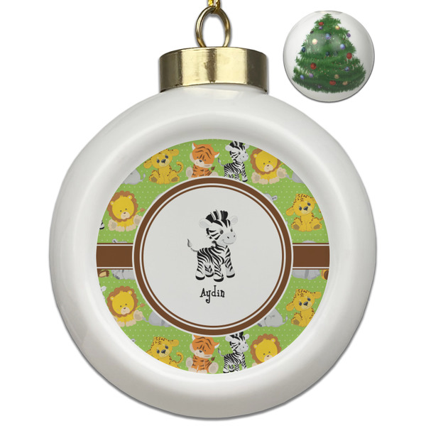 Custom Safari Ceramic Ball Ornament - Christmas Tree (Personalized)