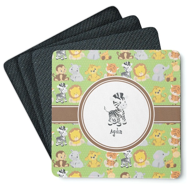 Custom Safari Square Rubber Backed Coasters - Set of 4 (Personalized)