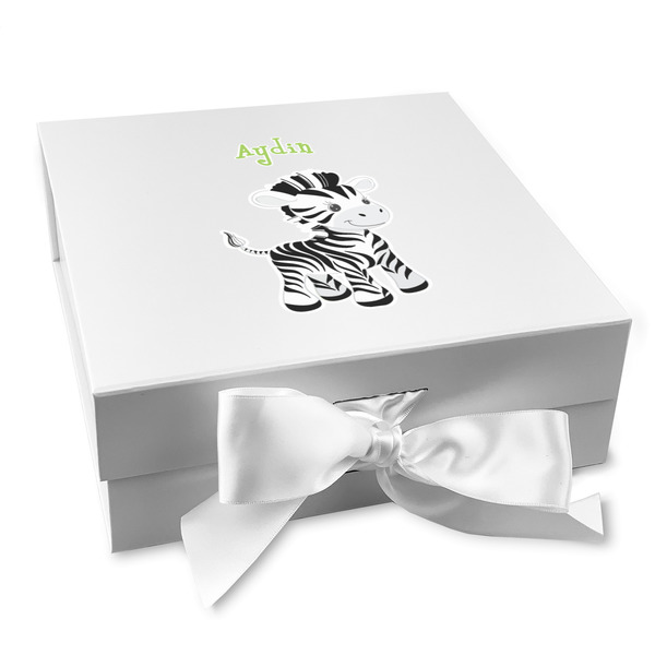 Custom Safari Gift Box with Magnetic Lid - White (Personalized)