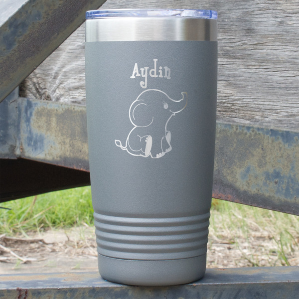 Custom Safari 20 oz Stainless Steel Tumbler - Grey - Double Sided (Personalized)