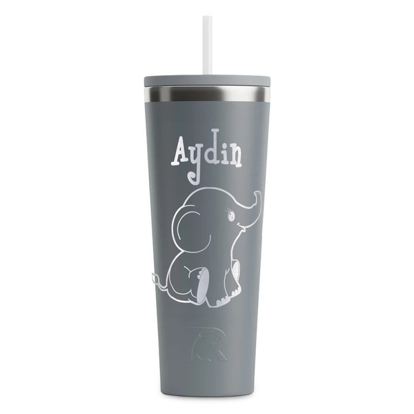 Custom Safari RTIC Everyday Tumbler with Straw - 28oz - Grey - Double-Sided (Personalized)