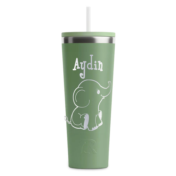 Custom Safari RTIC Everyday Tumbler with Straw - 28oz - Light Green - Double-Sided (Personalized)