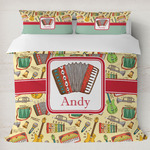 Vintage Musical Instruments Duvet Cover Set - King (Personalized)