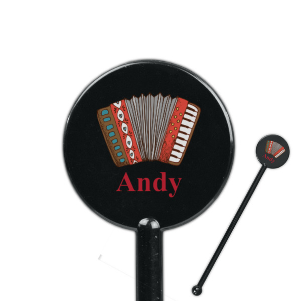 Custom Vintage Musical Instruments 5.5" Round Plastic Stir Sticks - Black - Single Sided (Personalized)