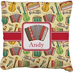 Vintage Musical Instruments Faux-Linen Throw Pillow 16" (Personalized)