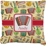 Vintage Musical Instruments Faux-Linen Throw Pillow 18" (Personalized)