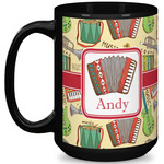 Vintage Musical Instruments 15 Oz Coffee Mug - Black (Personalized)