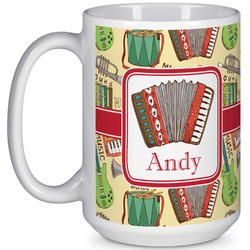 Vintage Musical Instruments 15 Oz Coffee Mug - White (Personalized)