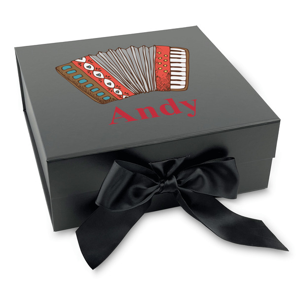 Custom Vintage Musical Instruments Gift Box with Magnetic Lid - Black (Personalized)