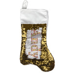 Vintage Musical Instruments Reversible Sequin Stocking - Gold (Personalized)