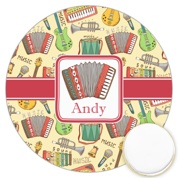 Custom Vintage Musical Instruments Printed Cookie Topper - 3.25" (Personalized)