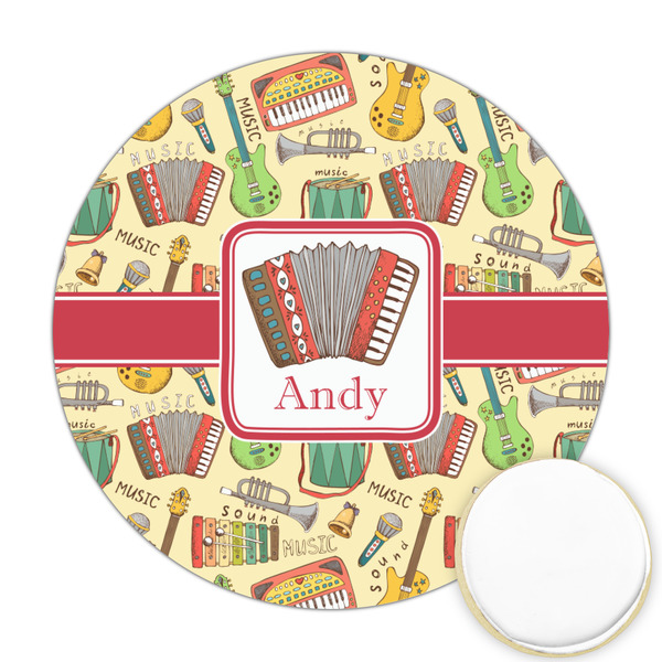 Custom Vintage Musical Instruments Printed Cookie Topper - Round (Personalized)