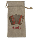 Vintage Musical Instruments Large Burlap Gift Bag - Front (Personalized)