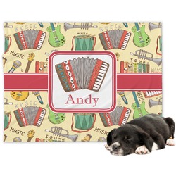 Vintage Musical Instruments Dog Blanket - Large (Personalized)