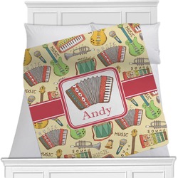 Vintage Musical Instruments Minky Blanket - Twin / Full - 80"x60" - Single Sided (Personalized)