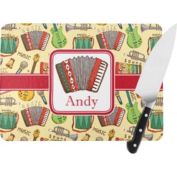 Vintage Musical Instruments Rectangular Glass Cutting Board (Personalized)