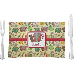Vintage Musical Instruments Rectangular Glass Lunch / Dinner Plate - Single or Set (Personalized)