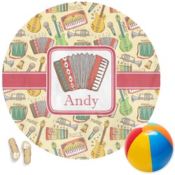 Vintage Musical Instruments Round Beach Towel (Personalized)