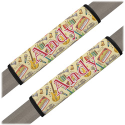 Vintage Musical Instruments Seat Belt Covers (Set of 2) (Personalized)
