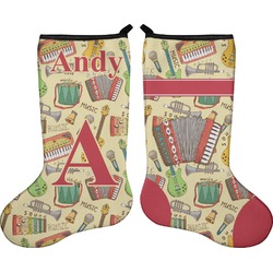 Vintage Musical Instruments Holiday Stocking - Double-Sided - Neoprene (Personalized)
