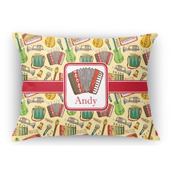 Vintage Musical Instruments Rectangular Throw Pillow Case - 12"x18" (Personalized)