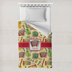 Vintage Musical Instruments Toddler Duvet Cover w/ Name or Text