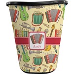 Vintage Musical Instruments Waste Basket - Single Sided (Black) (Personalized)