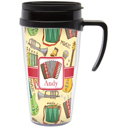 Vintage Musical Instruments Acrylic Travel Mug with Handle (Personalized)