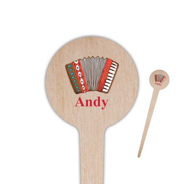 Custom Vintage Musical Instruments 4" Round Wooden Food Picks - Single Sided (Personalized)