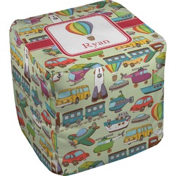Vintage Transportation Cube Pouf Ottoman - 13" (Personalized)