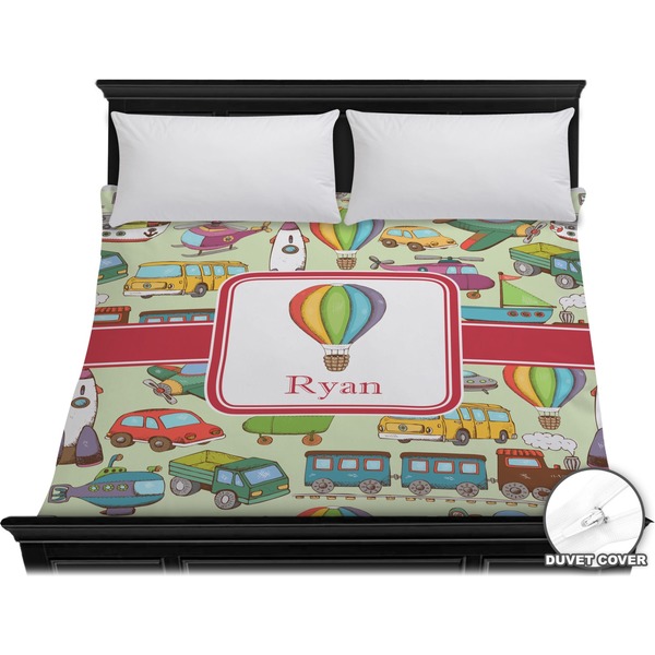 Custom Vintage Transportation Duvet Cover - King (Personalized)