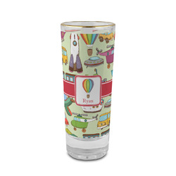 Vintage Transportation 2 oz Shot Glass - Glass with Gold Rim (Personalized)