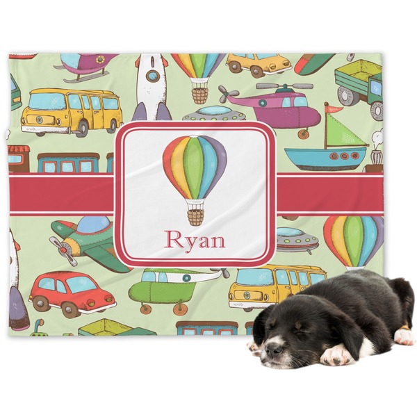 Custom Vintage Transportation Dog Blanket - Large (Personalized)