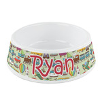 Vintage Transportation Plastic Dog Bowl - Small (Personalized)