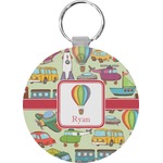 Vintage Transportation Round Plastic Keychain (Personalized)