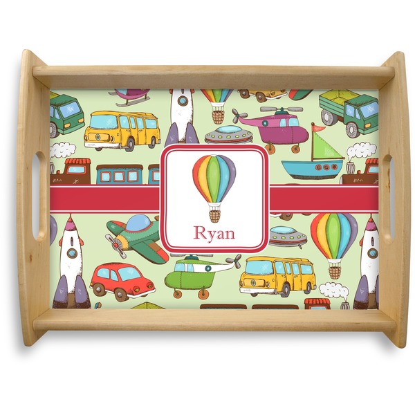 Custom Vintage Transportation Natural Wooden Tray - Large (Personalized)