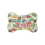 Vintage Transportation Bone Shaped Dog Food Mat (Small) (Personalized)