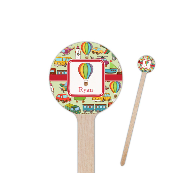 Custom Vintage Transportation 6" Round Wooden Stir Sticks - Double Sided (Personalized)